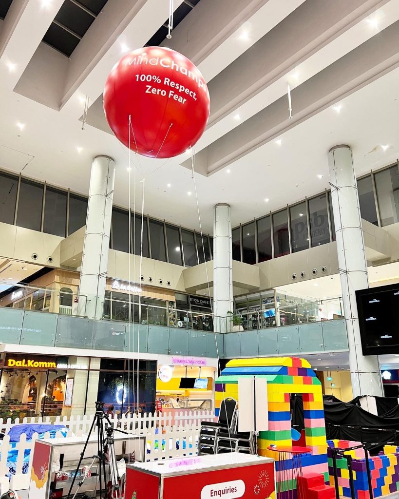 Giant floating advertising balloon