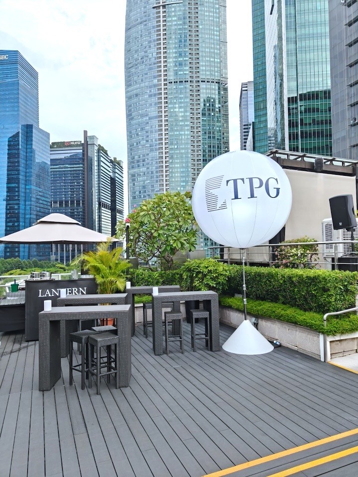 Branded Advertising Balloon Singapore on corporate rooftop activation