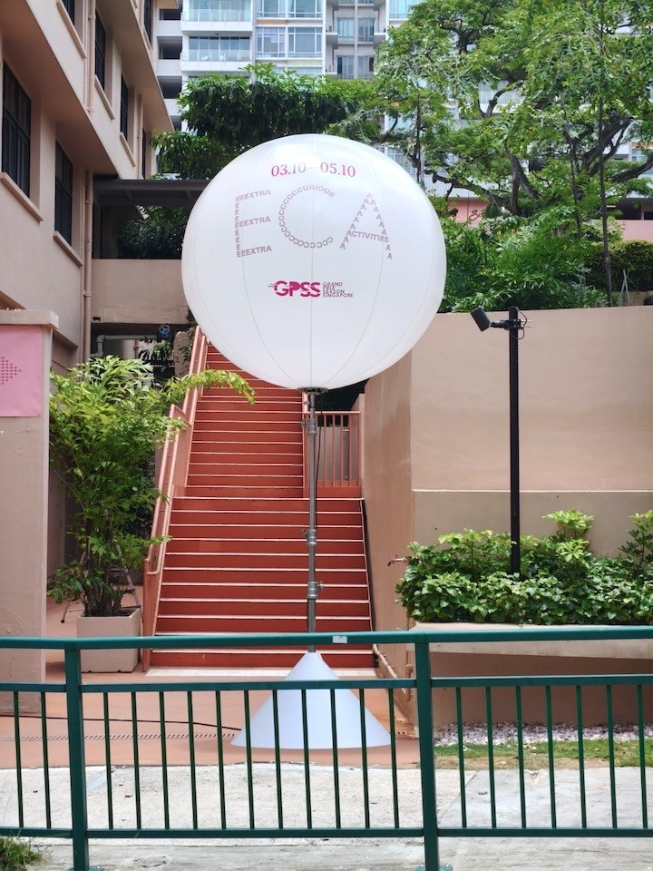 Large Advertising Balloon Singapore on stand at outdoor event