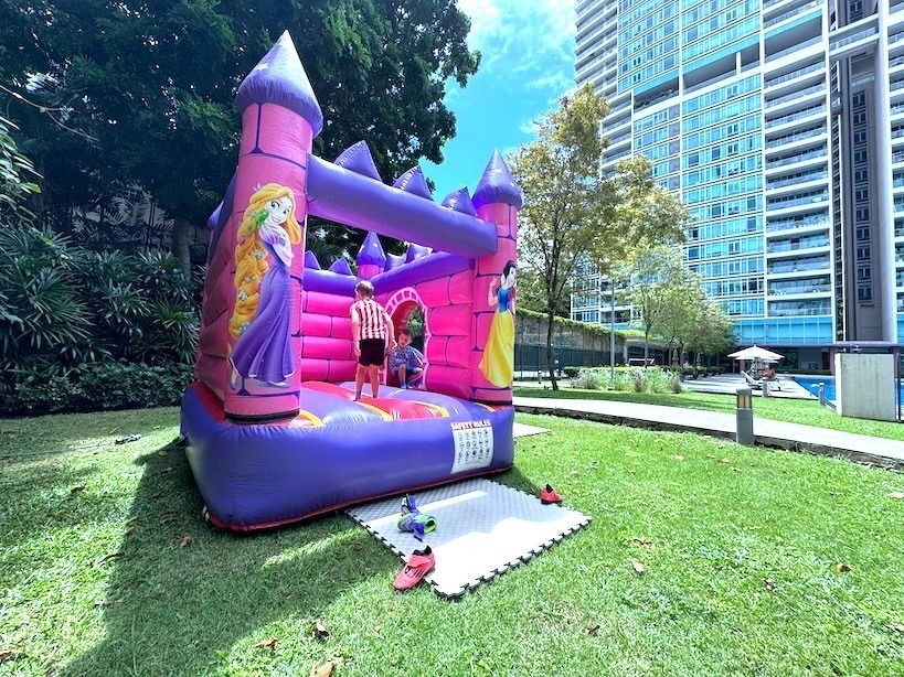 Princess themed bouncy castle rental for kids party at condo in Singapore
