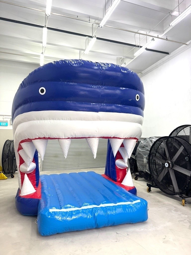 Shark-themed bouncy castle inflatable rental for kids party in Singapore