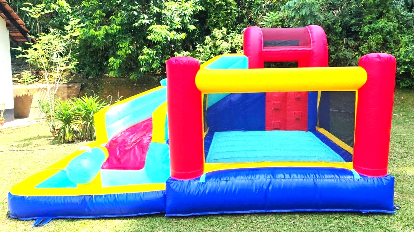 Colorful bouncy castle slide combo rental for kids party in Singapore