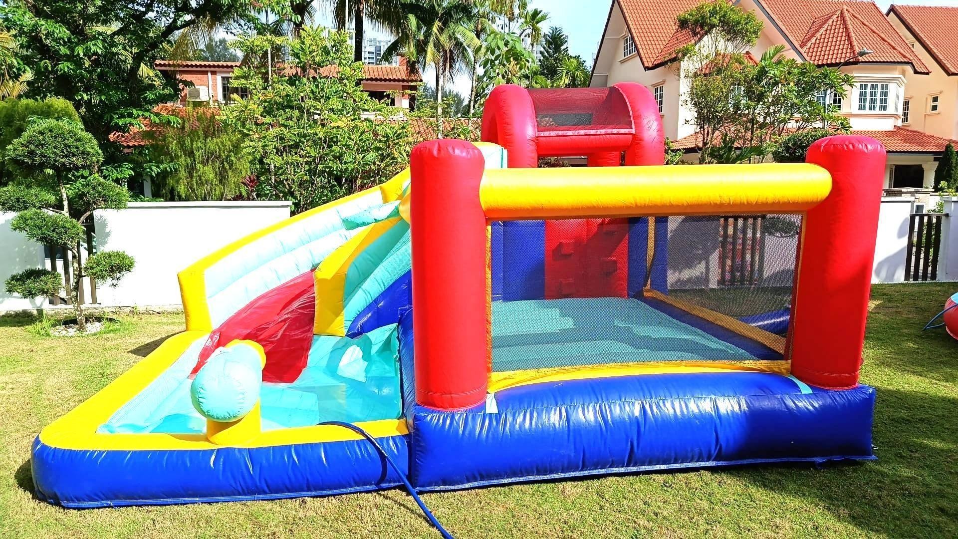 Colorful bouncy castle slide combo rental for a kids party in Singapore