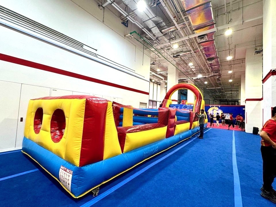 Indoor inflatable obstacle course rental for a corporate event in Singapore