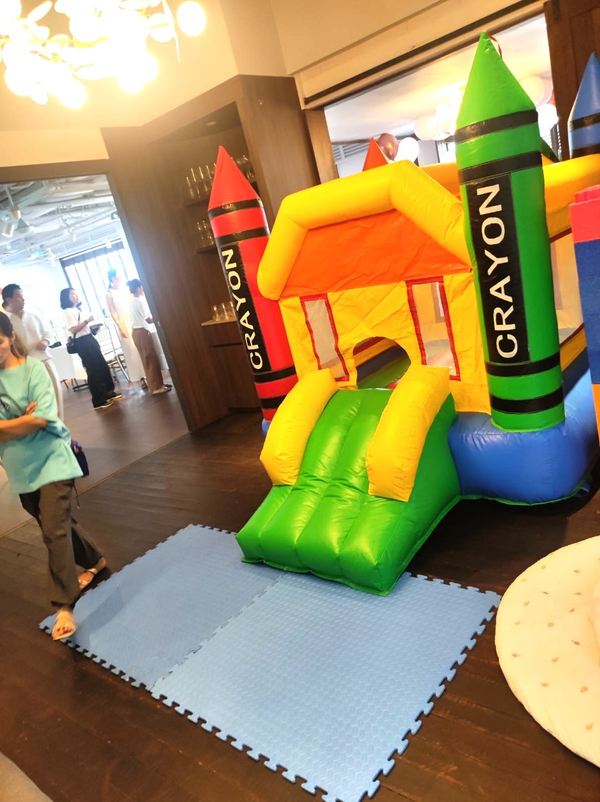Crayon themed bouncy castle rental for indoor kids party in Singapore