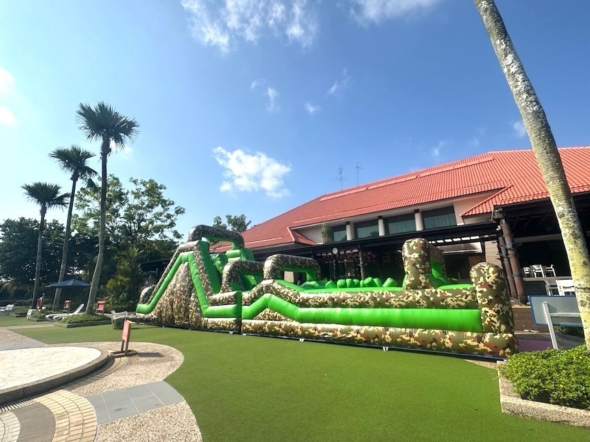 Giant camo inflatable obstacle course for outdoor event Singapore