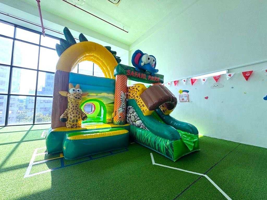 Safari park bouncy castle Singapore with slide for kids party rental