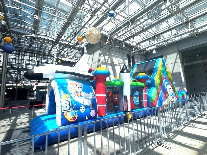 Space themed inflatable obstacle course bouncy castle Singapore corporate event rental