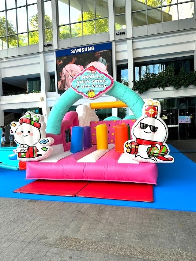 Christmas-themed bouncy castle rental at a Singapore mall activation event