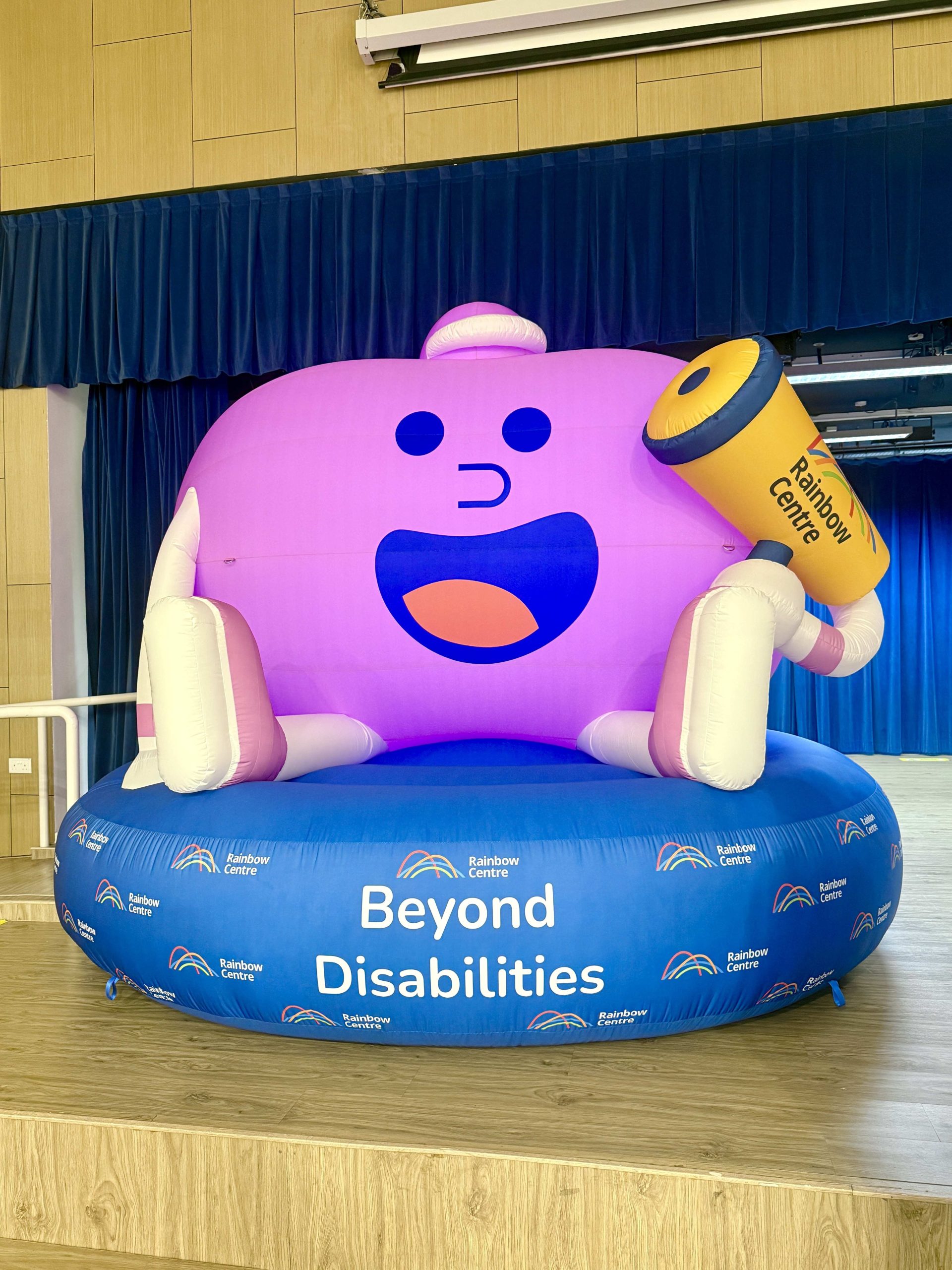Custom inflatable mascot at Rainbow Centre event Singapore