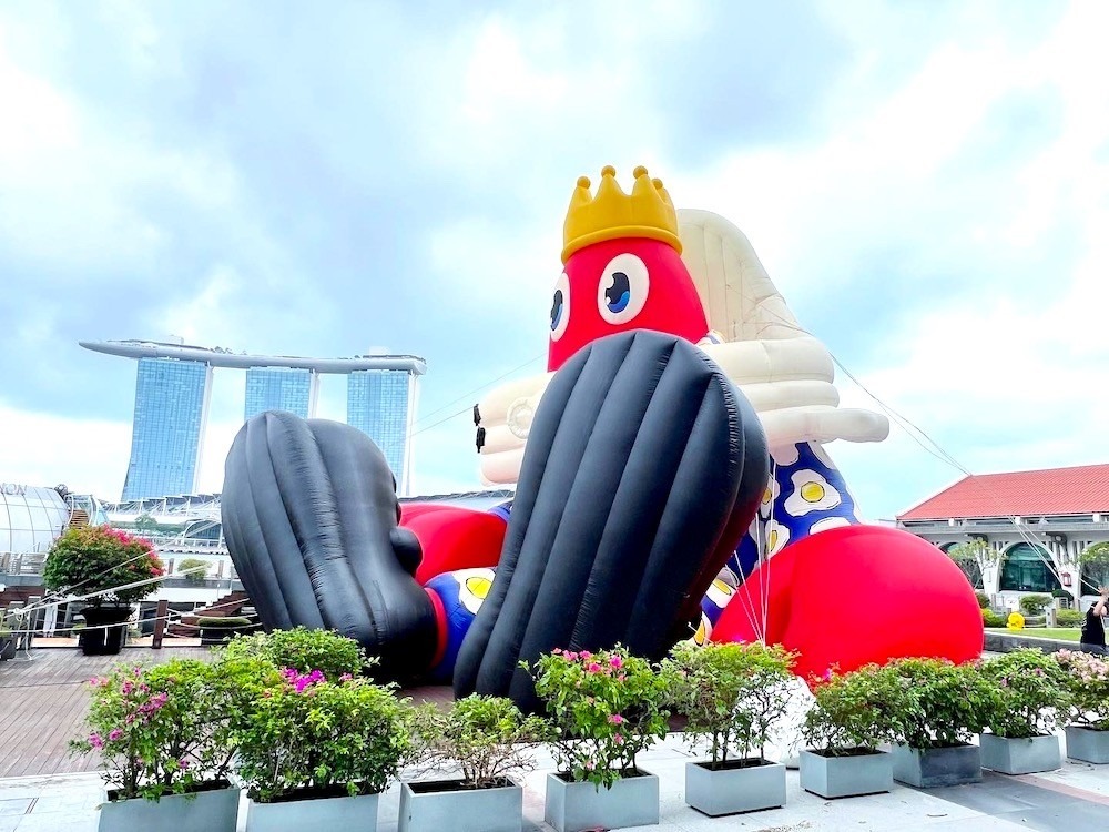 Giant custom inflatable character at Marina Bay event Singapore