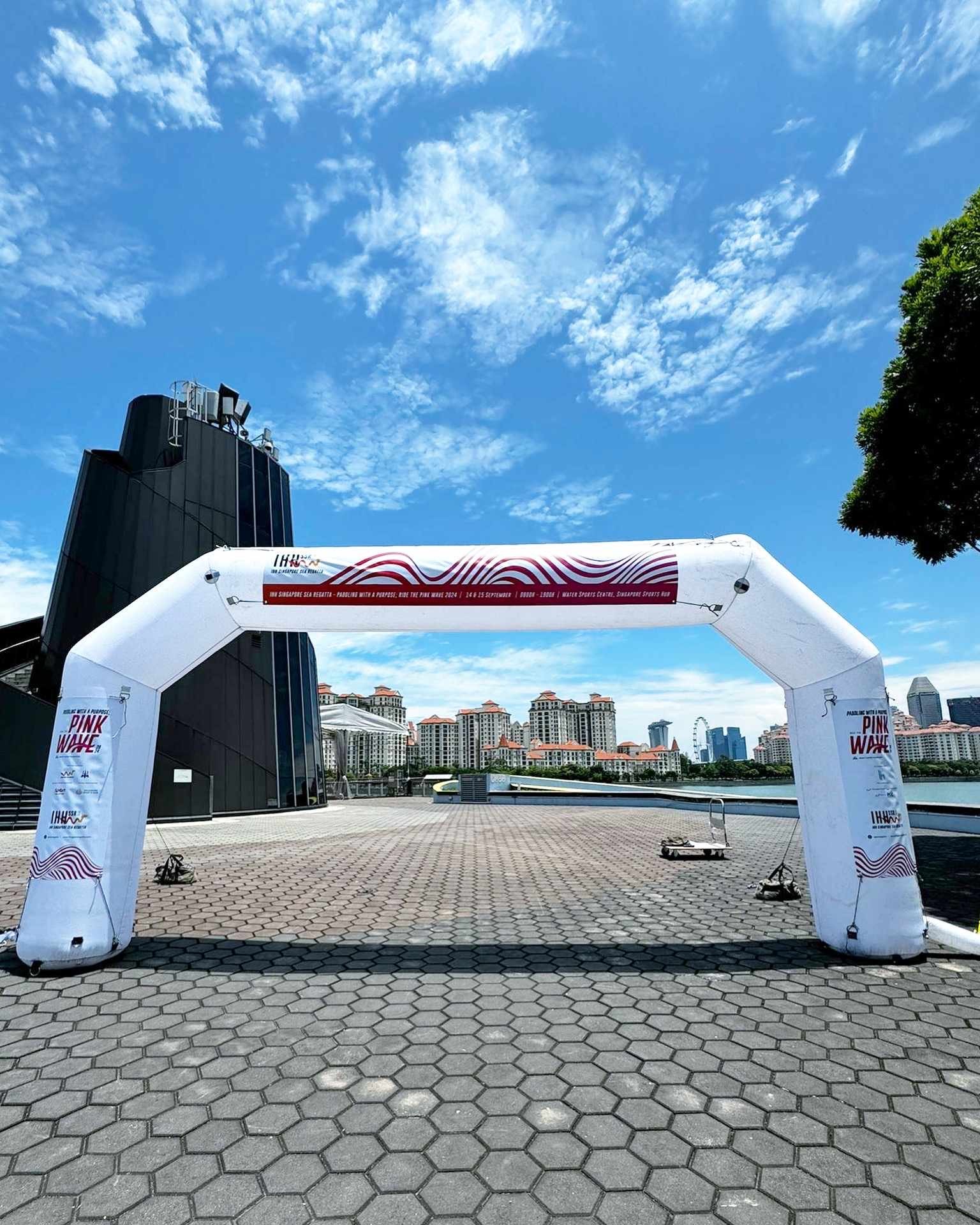 Inflatable arch at outdoor sports hub event in Singapore