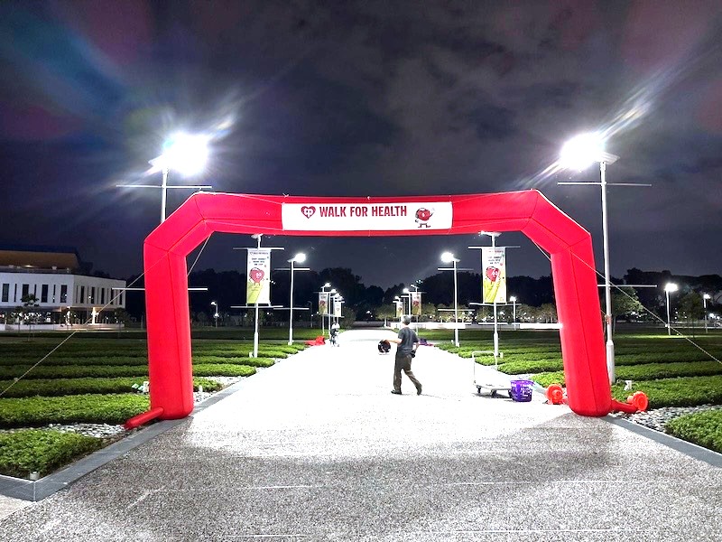 Custom inflatable arch at Walk for Health outdoor event Singapore