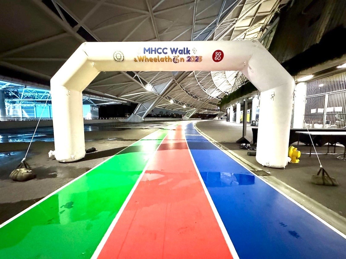 Inflatable arch setup at walkathon event in Singapore