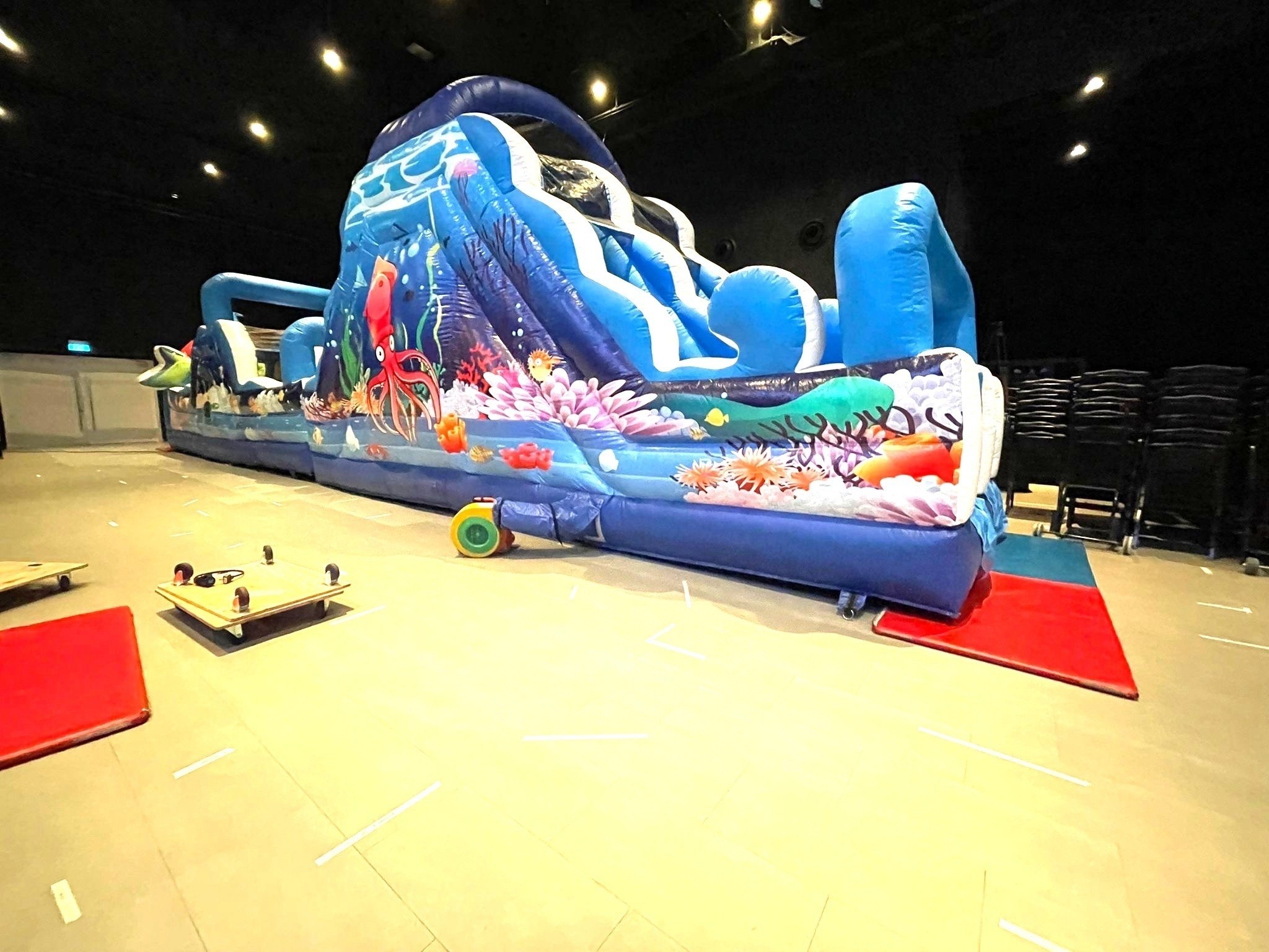 Ocean-themed inflatable obstacle course rental for indoor event Singapore