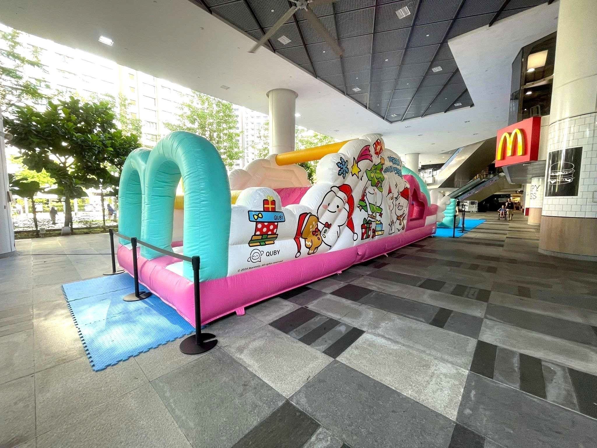 Quby-themed inflatable bouncy castle rental at shopping mall in Singapore