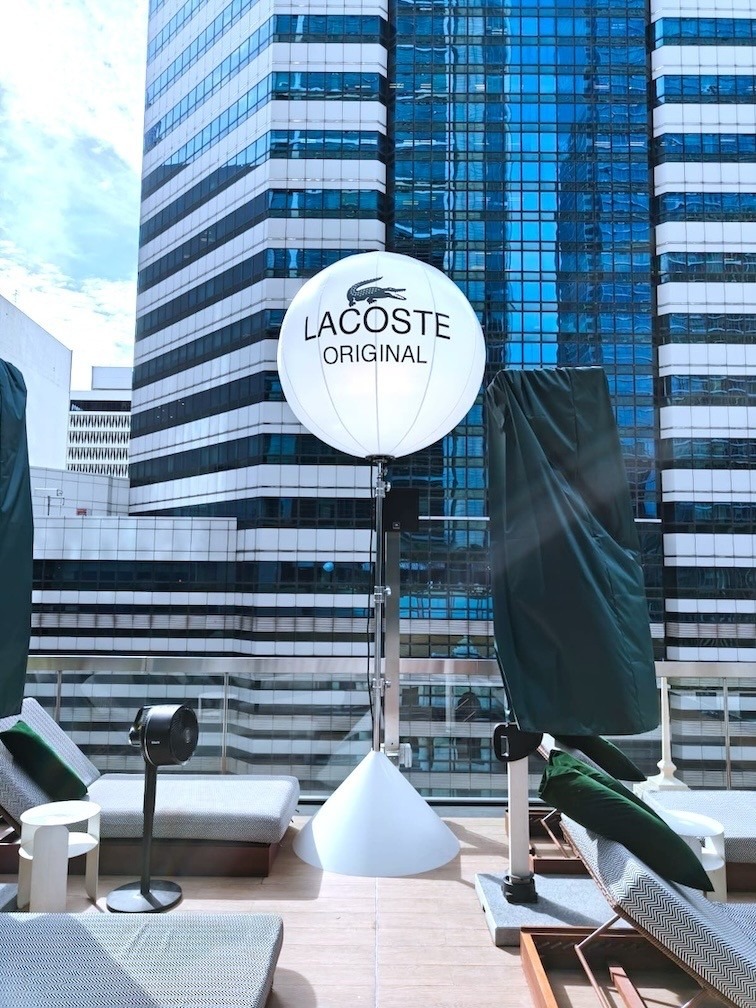 Branded advertising balloon at rooftop corporate event in Singapore