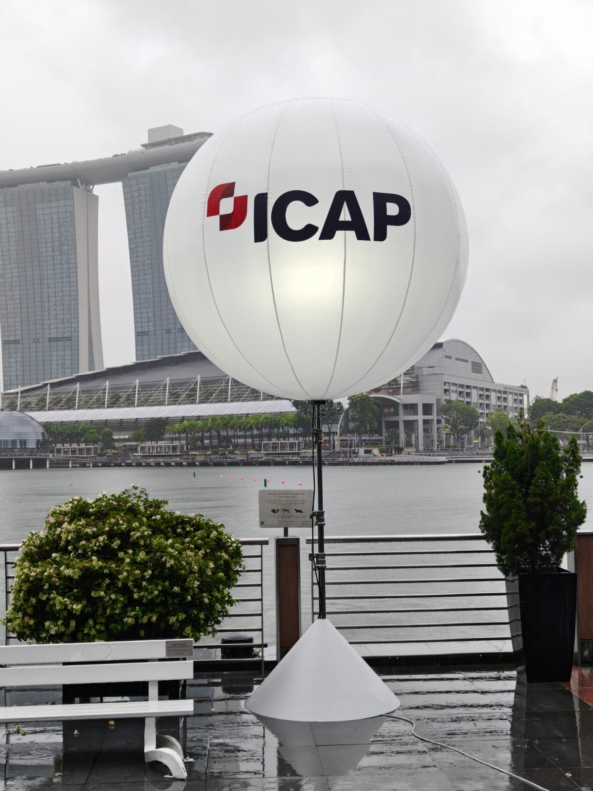 Branded lighted advertising balloon stand at Marina Bay corporate event Singapore