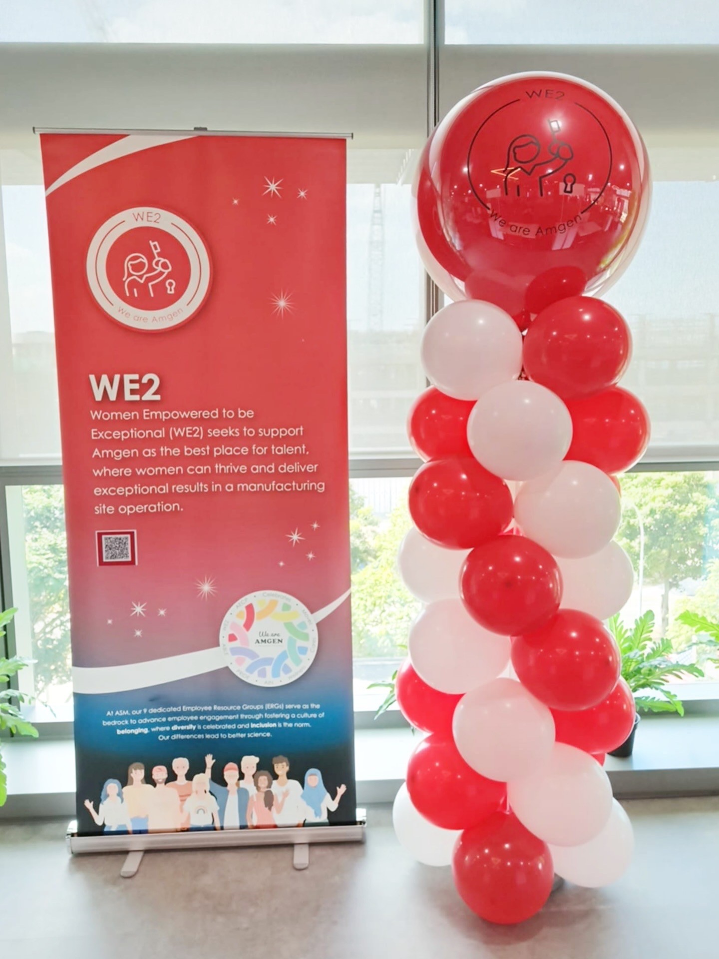 Second custom branded balloon column at a corporate event in Singapore